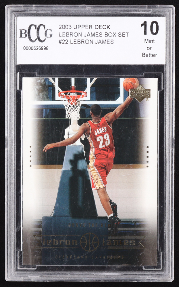 LeBron James 2003 Upper Deck LeBron James Box Set #22 RC / Above the Rim (BCCG 10) at PristineAuction.com LeBron James 2003 Upper Deck LeBron James Box Set #22 RC / Above the Rim (BCCG 10) at PristineAuction.com