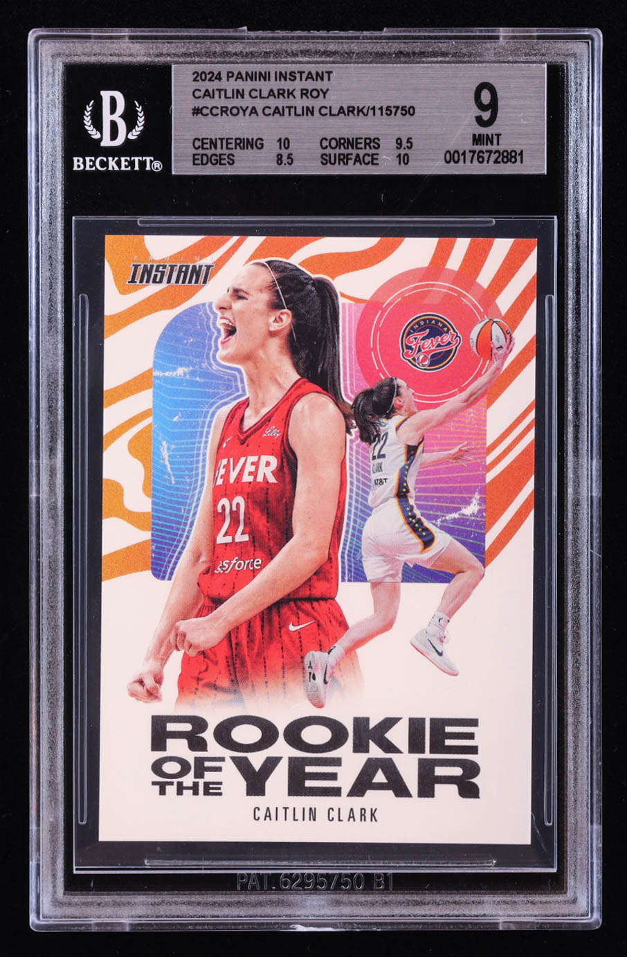 Caitlin Clark 2024 Panini Instant WNBA Caitlin Clark Rookie of the Year #CCROYA RC (BGS 9) at PristineAuction.com Caitlin Clark 2024 Panini Instant WNBA Caitlin Clark Rookie of the Year #CCROYA RC (BGS 9) at PristineAuction.com