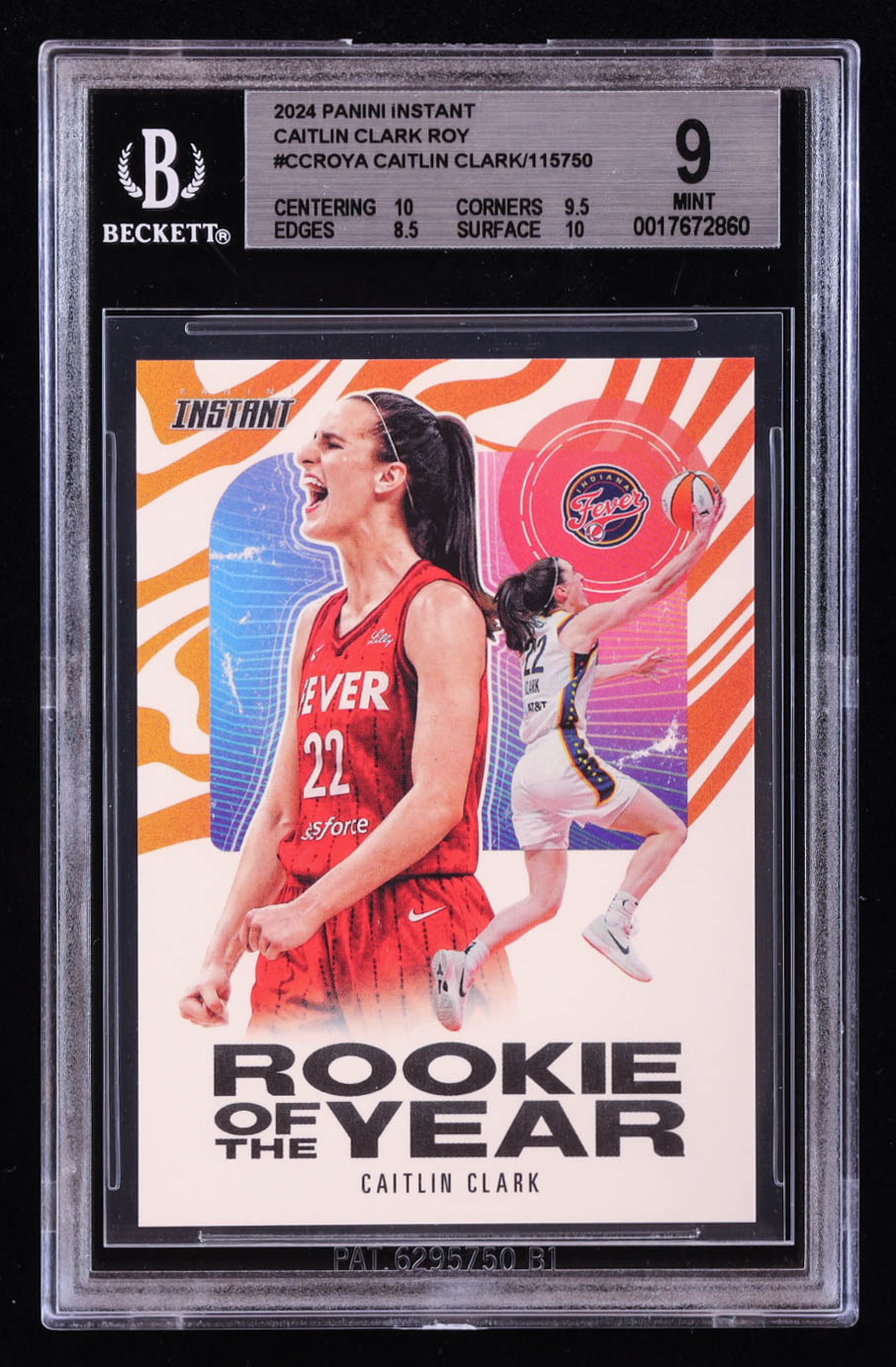 Caitlin Clark 2024 Panini Instant WNBA Caitlin Clark Rookie of the Year #CCROYA RC (BGS 9) at PristineAuction.com Caitlin Clark 2024 Panini Instant WNBA Caitlin Clark Rookie of the Year #CCROYA RC (BGS 9) at PristineAuction.com