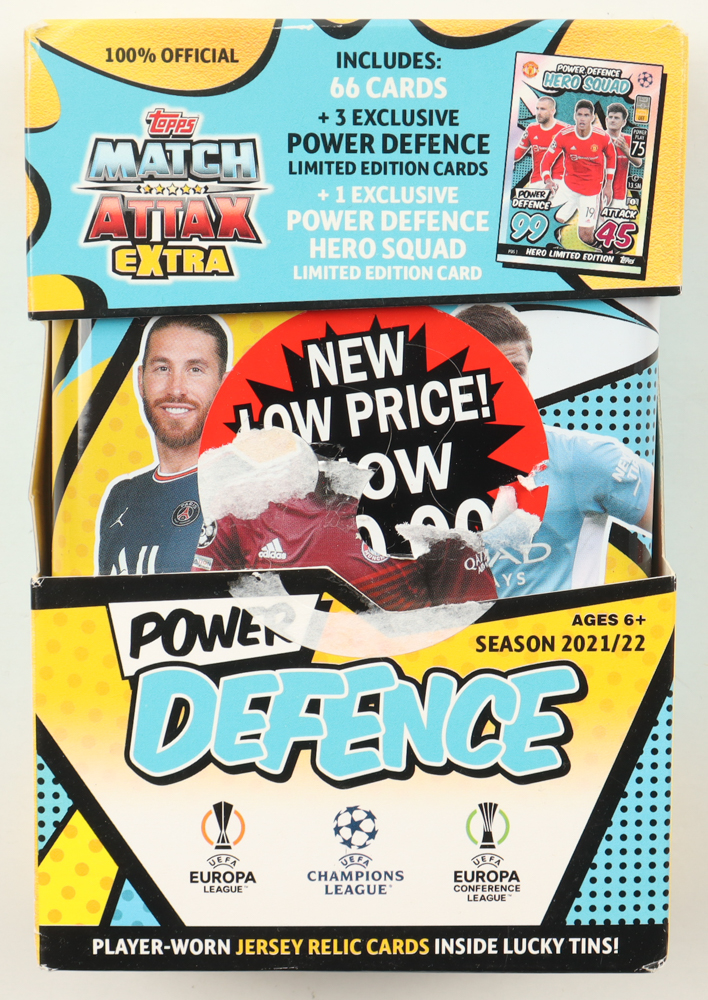2021-22 Topps Match Attax Soccer Power Defence Mega Tin with (70) Cards at PristineAuction.com 2021-22 Topps Match Attax Soccer Power Defence Mega Tin with (70) Cards at PristineAuction.com