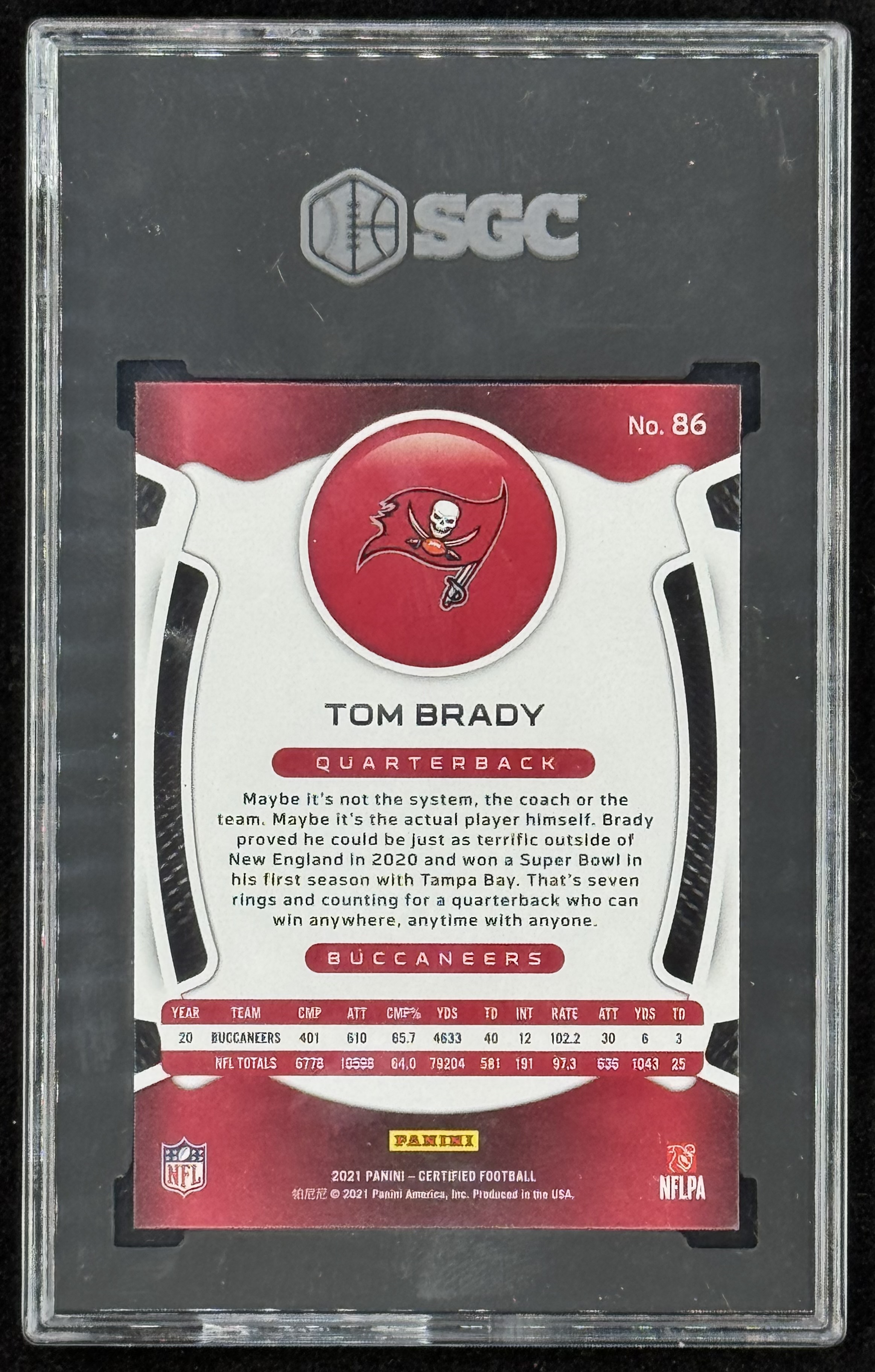 Tom Brady 2021 Panini Certified #86 (SGC 10) at PristineAuction.com Tom Brady 2021 Panini Certified #86 (SGC 10) at PristineAuction.com