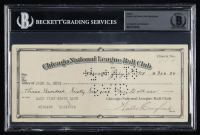 Chicago Cubs Original Check from 1918 Signed by Walter Craighead & John O. Seys (Beckett Encapsulated) at PristineAuction.com
