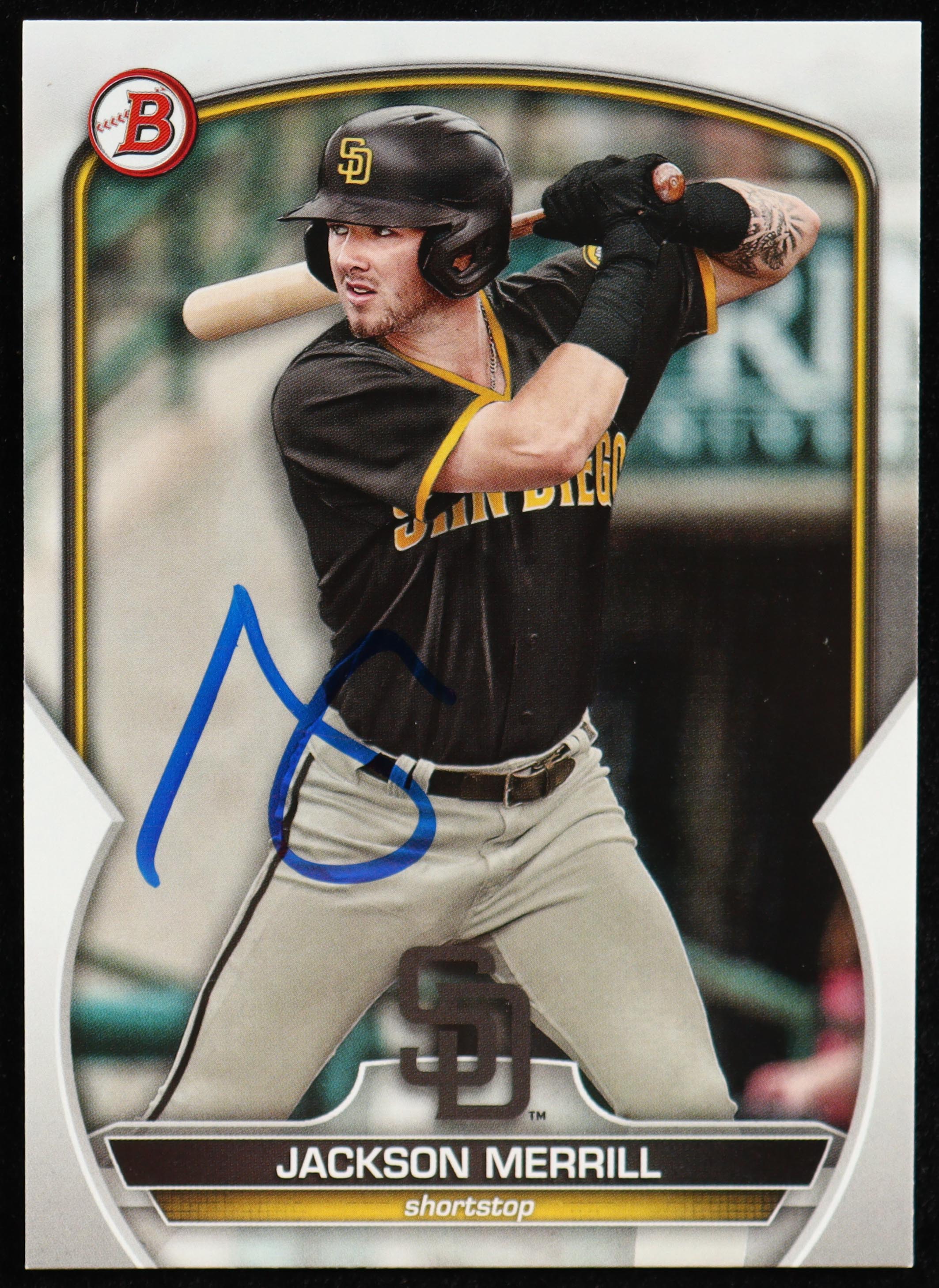 Jackson Merrill Signed 2023 Bowman Draft Baseball #BD-157 (JSA) at PristineAuction.com Jackson Merrill Signed 2023 Bowman Draft Baseball #BD-157 (JSA) at PristineAuction.com