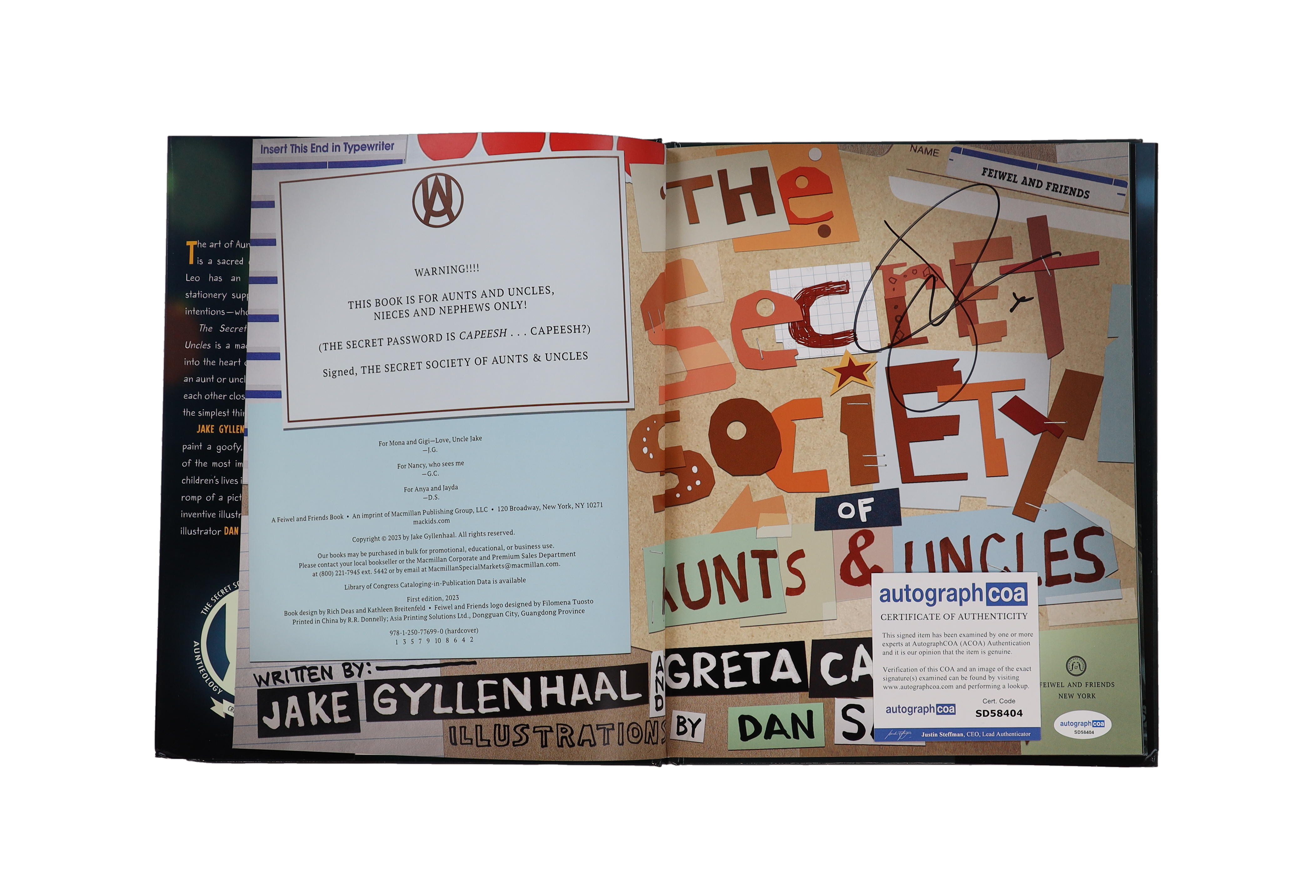 Jake Gyllenhaal Signed "The Secret Society Of Aunts & Uncles" Hardcover Book (ACOA) at PristineAuction.com Jake Gyllenhaal Signed "The Secret Society Of Aunts & Uncles" Hardcover Book (ACOA) at PristineAuction.com