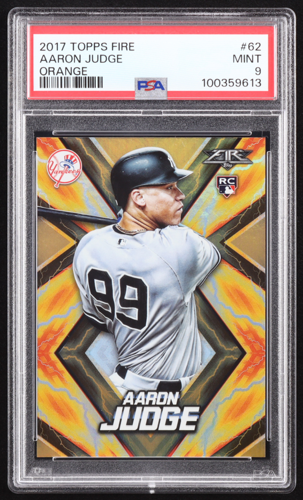 Aaron Judge 2017 Topps Fire Orange #62 #269/299 RC (PSA 9) at PristineAuction.com Aaron Judge 2017 Topps Fire Orange #62 #269/299 RC (PSA 9) at PristineAuction.com