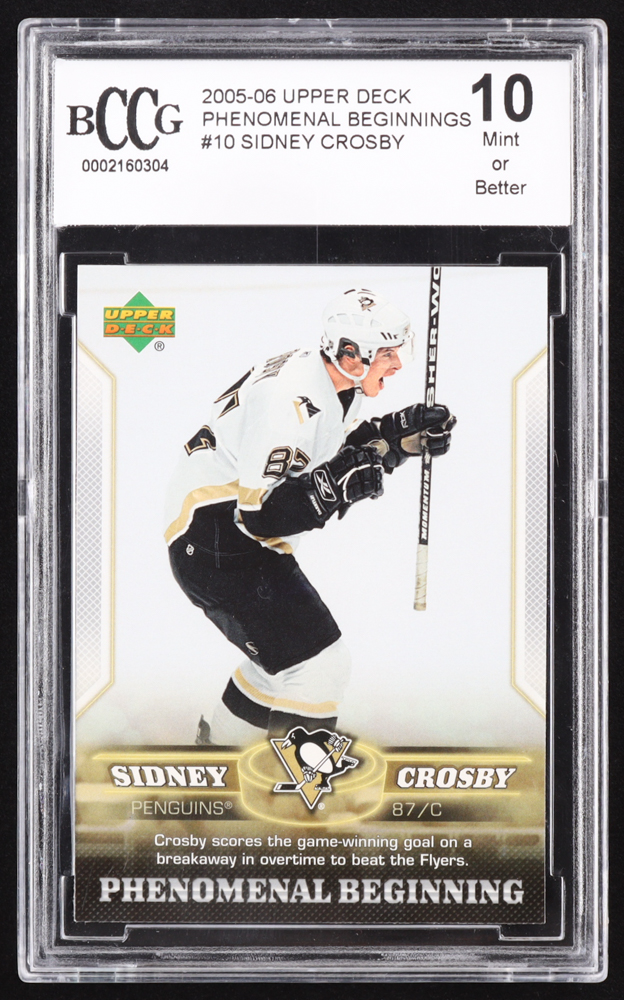 Sidney Crosby 2005-06 Upper Deck Phenomenal Beginnings #10 RC (BCCG 10) at PristineAuction.com Sidney Crosby 2005-06 Upper Deck Phenomenal Beginnings #10 RC (BCCG 10) at PristineAuction.com