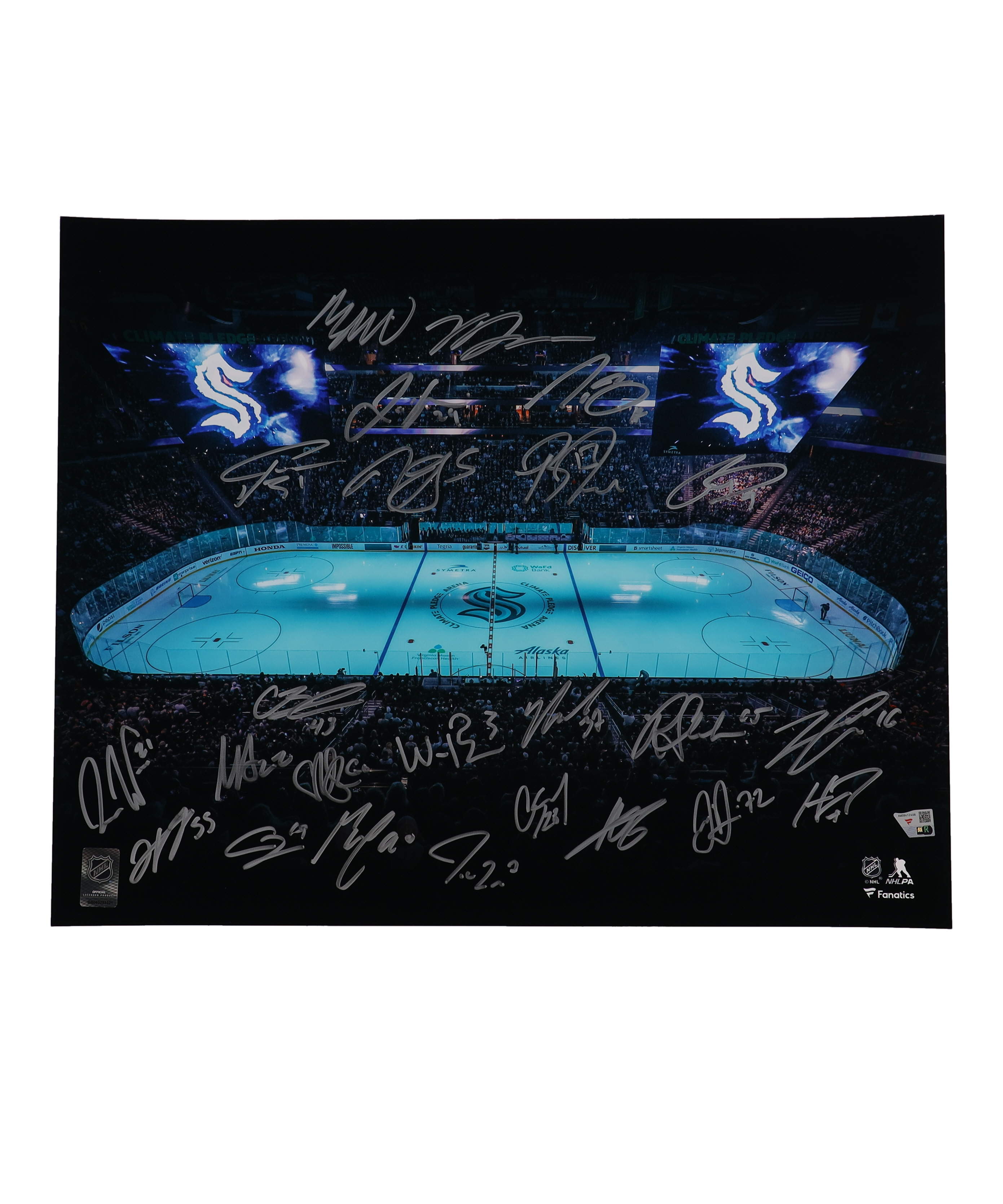 Kraken Opening Night 16x20 Photo Signed by (26) with Adam Larsson, Alex Wennberg, Brandon Tanev, Calle Jarnkrok (Fanatics) at PristineAuction.com Kraken Opening Night 16x20 Photo Signed by (26) with Adam Larsson, Alex Wennberg, Brandon Tanev, Calle Jarnkrok (Fanatics) at PristineAuction.com