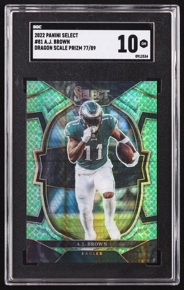 2022 Panini Select Football Dragon Scale Prizm A.J. Brown #81 PSA 8
