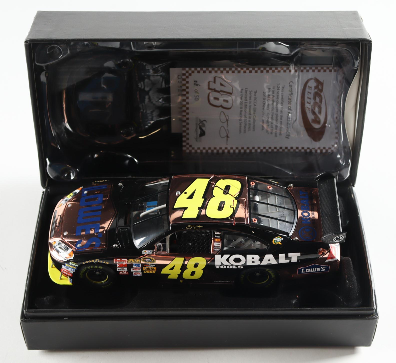 Jimmie Johnson LE #48 Lowe's / Kobalt Tool Elite Copper 2010 Chevrolet 1:24 Diecast Car at PristineAuction.com Jimmie Johnson LE #48 Lowe's / Kobalt Tool Elite Copper 2010 Chevrolet 1:24 Diecast Car at PristineAuction.com