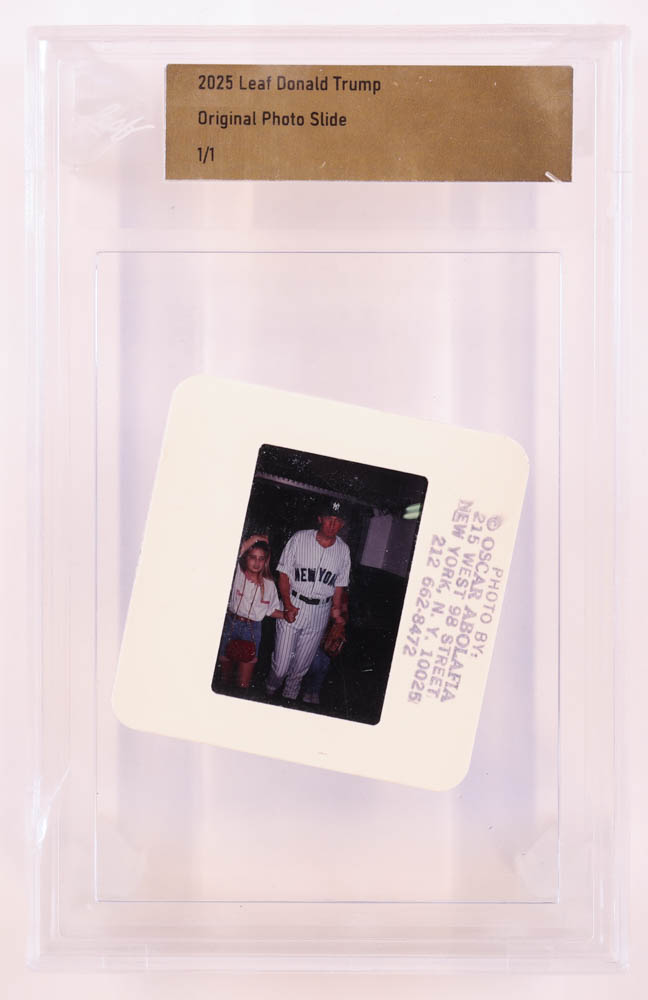 Donald Trump (Yankees) 2025 Leaf Donald Trump Original Photo Slide #1/1 (Leaf) at PristineAuction.com Donald Trump (Yankees) 2025 Leaf Donald Trump Original Photo Slide #1/1 (Leaf) at PristineAuction.com