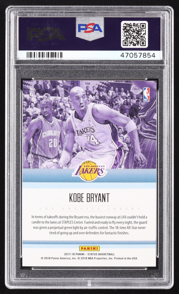Kobe Bryant 2017-18 Panini Status Symbols Red #6 #056/299 (PSA 9) at PristineAuction.com Kobe Bryant 2017-18 Panini Status Symbols Red #6 #056/299 (PSA 9) at PristineAuction.com