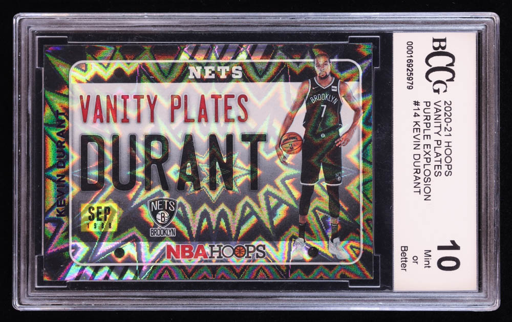 Kevin Durant 2020-21 Hoops Vanity Plates Purple Explosion #14 (BCCG 10) at PristineAuction.com Kevin Durant 2020-21 Hoops Vanity Plates Purple Explosion #14 (BCCG 10) at PristineAuction.com