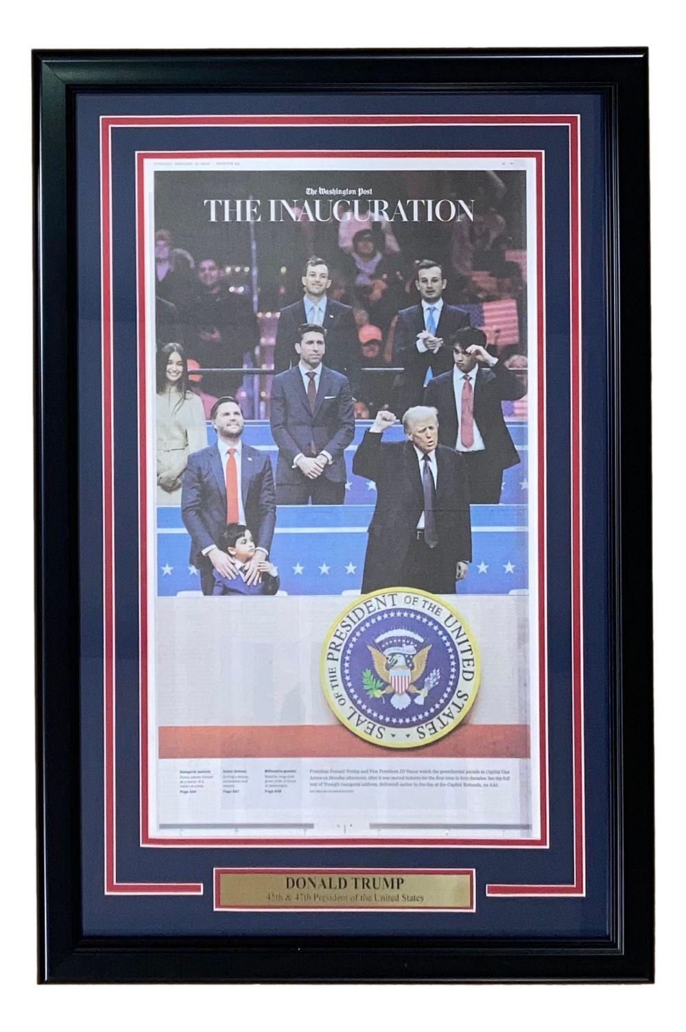 President Donald Trump Custom Framed 2025 Inauguration Day Newspaper Cover Display at PristineAuction.com President Donald Trump Custom Framed 2025 Inauguration Day Newspaper Cover Display at PristineAuction.com