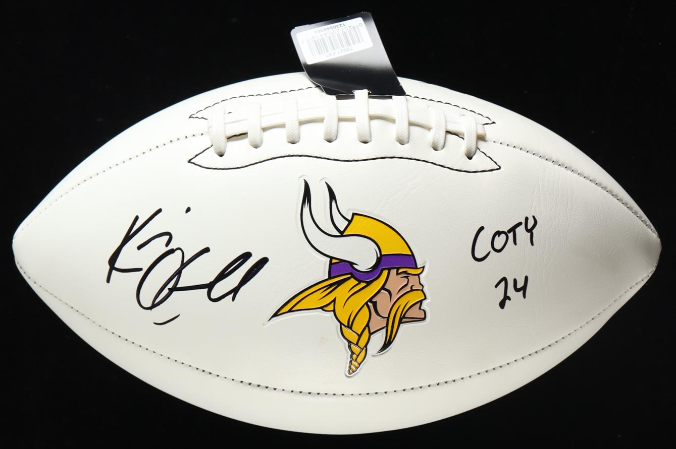 Kevin O'Connell Signed Vikings Logo Football Inscribed "COTY 24" (JSA) at PristineAuction.com Kevin O'Connell Signed Vikings Logo Football Inscribed "COTY 24" (JSA) at PristineAuction.com