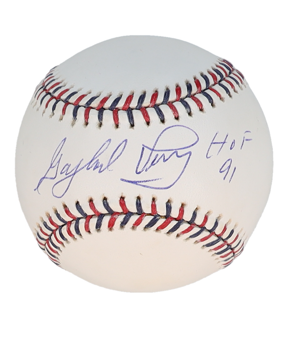 Gaylord Perry Signed OML 2009 All-Star Game Logo Baseball Inscribed "HOF 91" (MLB) at PristineAuction.com Gaylord Perry Signed OML 2009 All-Star Game Logo Baseball Inscribed "HOF 91" (MLB) at PristineAuction.com