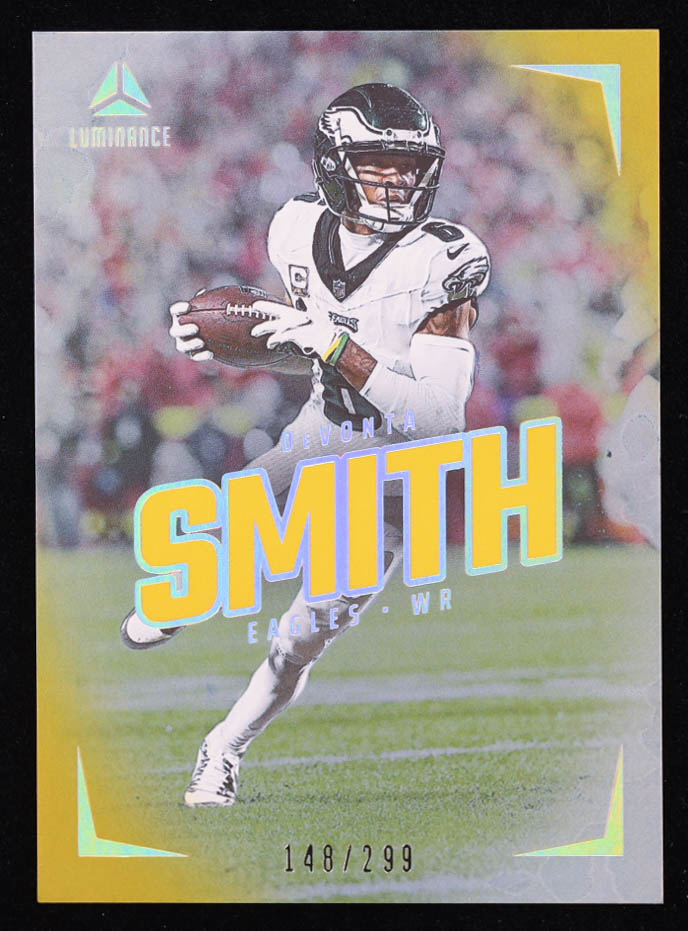 DeVonta Smith 2024 Panini Luminance Gold #58 #148/299 at PristineAuction.com DeVonta Smith 2024 Panini Luminance Gold #58 #148/299 at PristineAuction.com