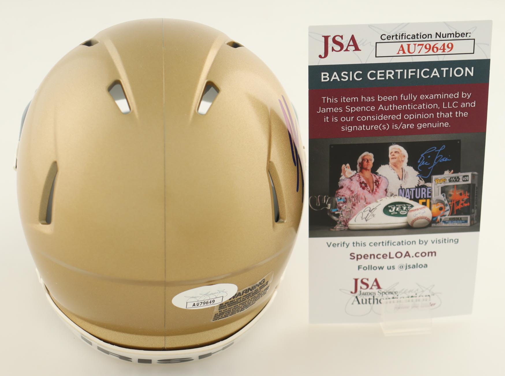 Jack Kiser Signed Notre Dame Fighting Irish Speed Mini Helmet Inscribed "Go Irish!" (JSA) at PristineAuction.com Jack Kiser Signed Notre Dame Fighting Irish Speed Mini Helmet Inscribed "Go Irish!" (JSA) at PristineAuction.com