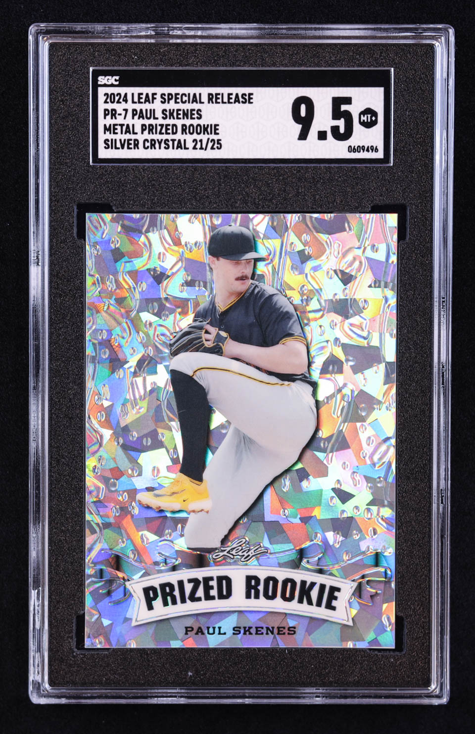 Paul Skenes 2024 Leaf Metal Special Release Prized Rookie Crystal Silver #PR7 RC #/25 (SGC 9.5) at PristineAuction.com Paul Skenes 2024 Leaf Metal Special Release Prized Rookie Crystal Silver #PR7 RC #/25 (SGC 9.5) at PristineAuction.com