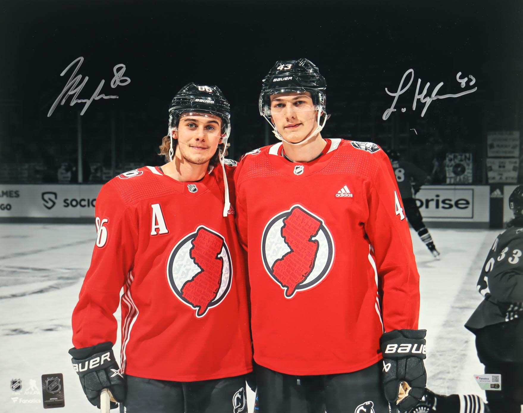 Luke Hughes & Jack Hughes Signed Devils 16x20 Photo (Fanatics) at PristineAuction.com Luke Hughes & Jack Hughes Signed Devils 16x20 Photo (Fanatics) at PristineAuction.com