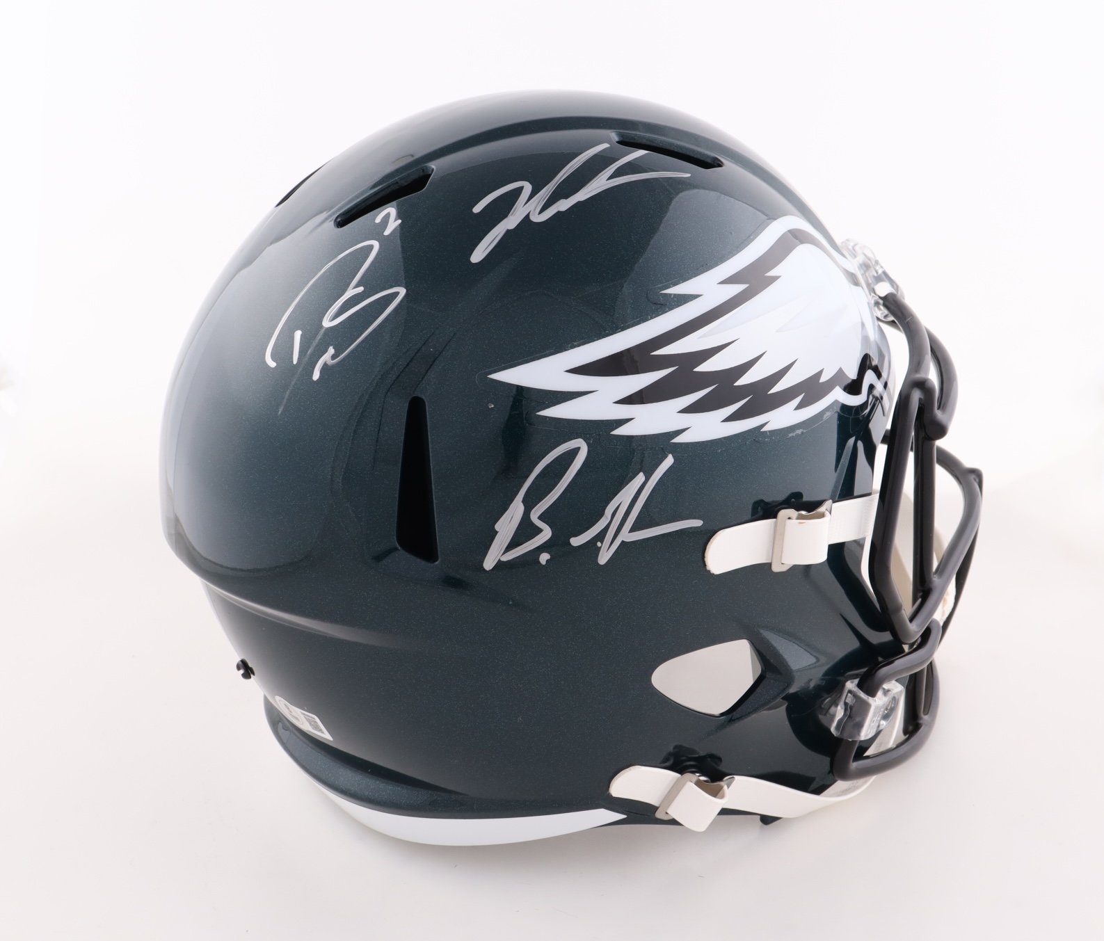 Darius Slay, Brandon Graham & Jalen Carter Signed Eagles Full-Size Speed Helmet (Beckett) at PristineAuction.com Darius Slay, Brandon Graham & Jalen Carter Signed Eagles Full-Size Speed Helmet (Beckett) at PristineAuction.com