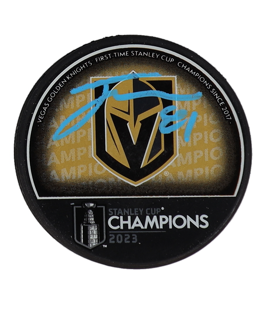 Jonathan Marchessault Signed Golden Knights 2023 Stanley Cup Champions Logo Hockey Puck (Fanatics) at PristineAuction.com Jonathan Marchessault Signed Golden Knights 2023 Stanley Cup Champions Logo Hockey Puck (Fanatics) at PristineAuction.com