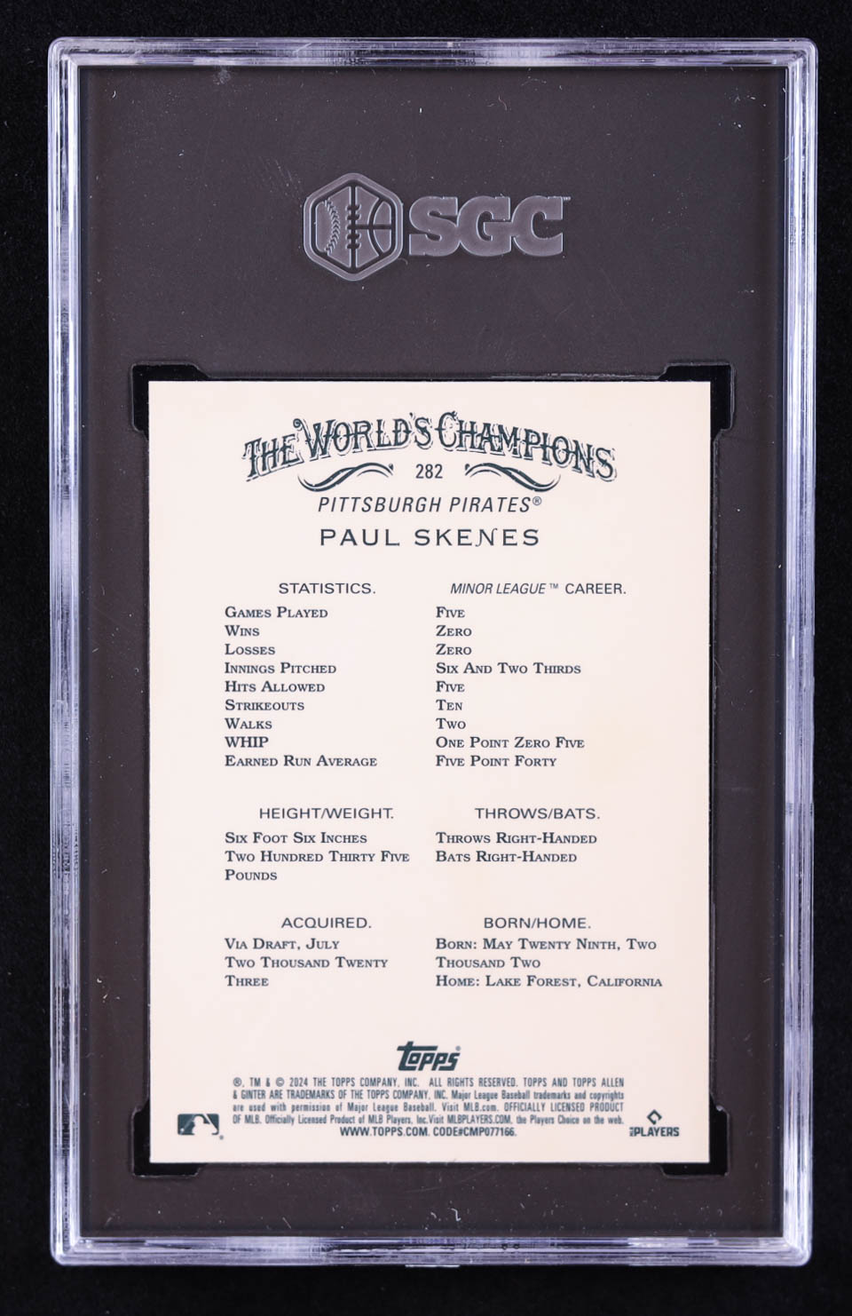 Paul Skenes 2024 Topps Allen and Ginter Chrome #282 RC (SGC 10) at PristineAuction.com Paul Skenes 2024 Topps Allen and Ginter Chrome #282 RC (SGC 10) at PristineAuction.com