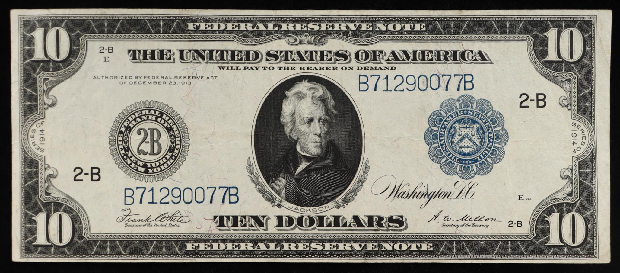 1914 $10 Ten Dollars Blue Seal Federal Reserve Bank Note at PristineAuction.com 1914 $10 Ten Dollars Blue Seal Federal Reserve Bank Note at PristineAuction.com