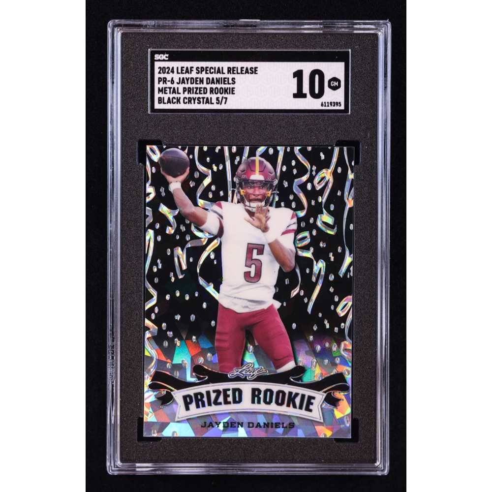 Jayden Daniels 2024 Leaf Prized #10 Rookie Card – Graded 10 By 1st Graded – Washington Commanders