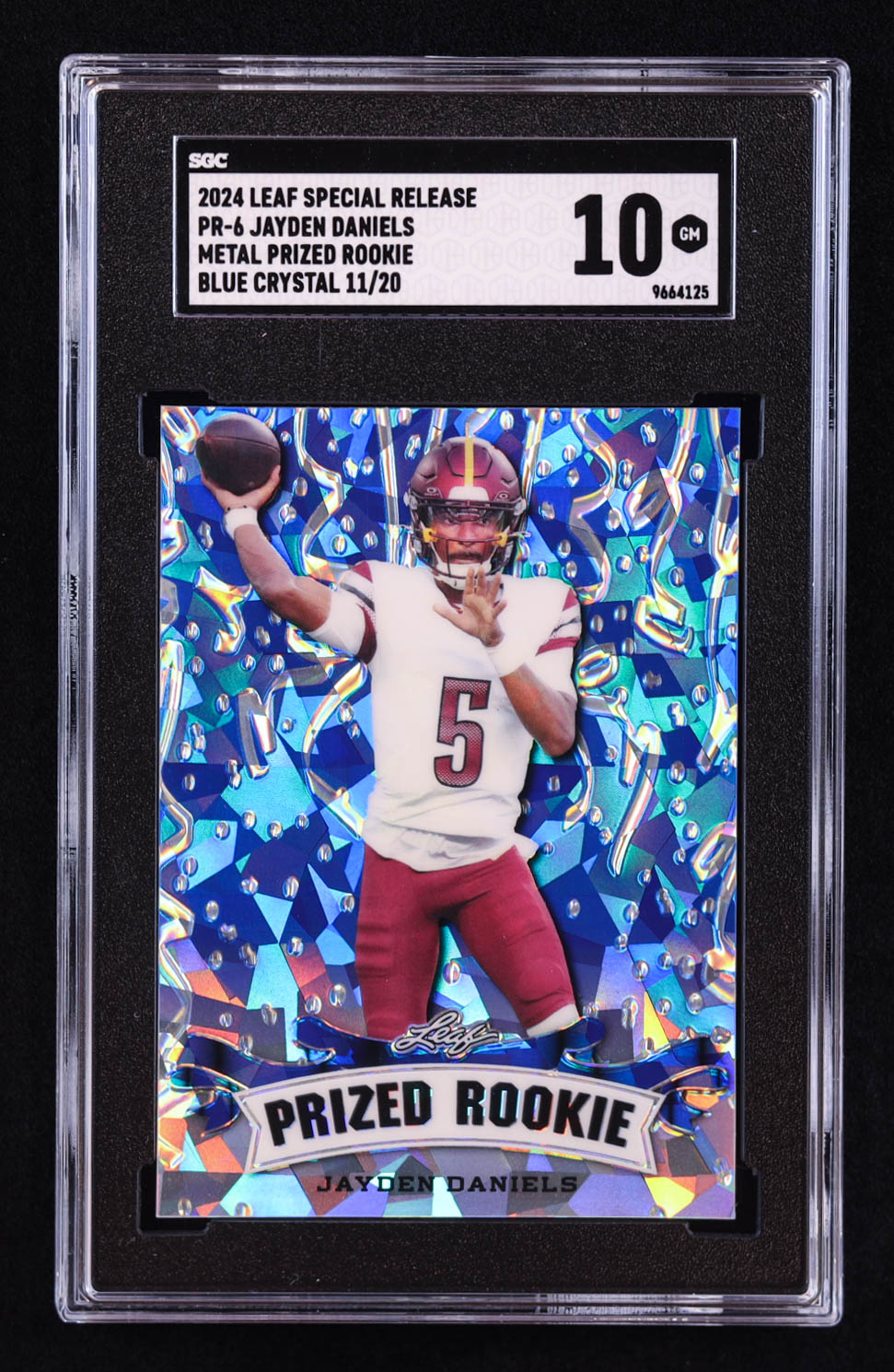 thumbnail image 2 of Jayden Daniels 2024 Leaf Prized Rookie Card #10 – Graded 10 – Washington Commanders LSU 2 of 6
