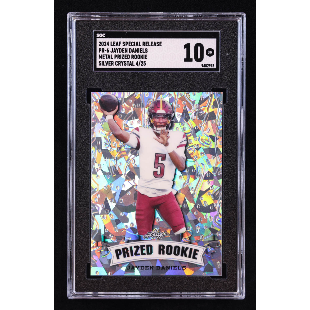 Jayden Daniels 2024 Leaf Prized Rookie Card #10 – Graded 10 – Washington Commanders LSU