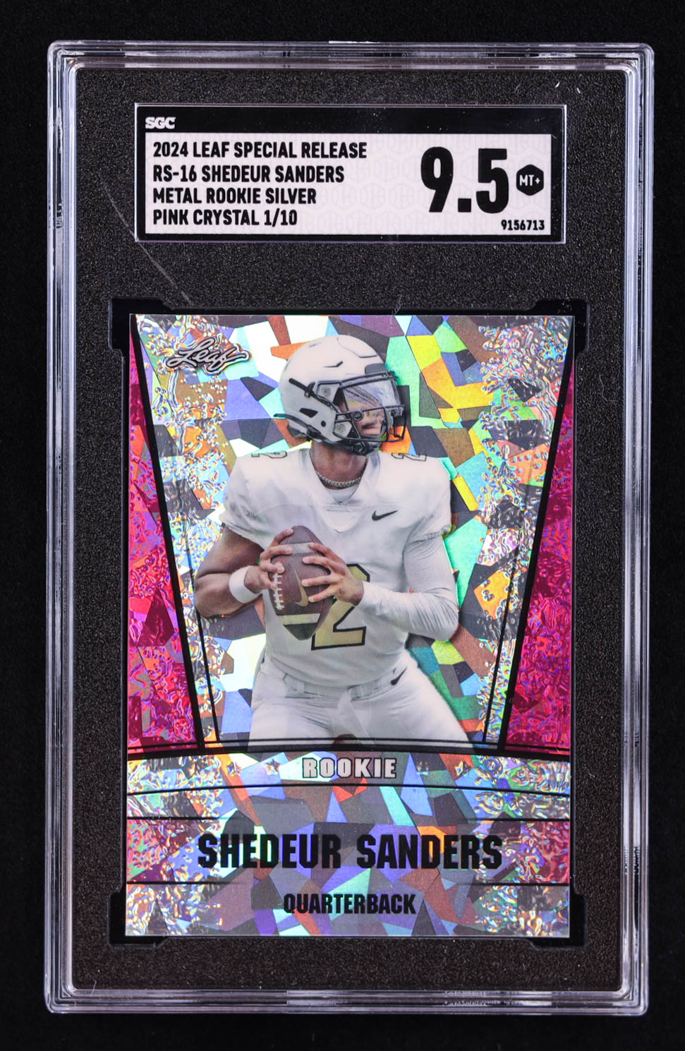 Shedeur Sanders 2024 Leaf Metal Special Release Rookie Silver Crystal Pink #RS16 RC #/10 (SGC 9.5) at PristineAuction.com Shedeur Sanders 2024 Leaf Metal Special Release Rookie Silver Crystal Pink #RS16 RC #/10 (SGC 9.5) at PristineAuction.com