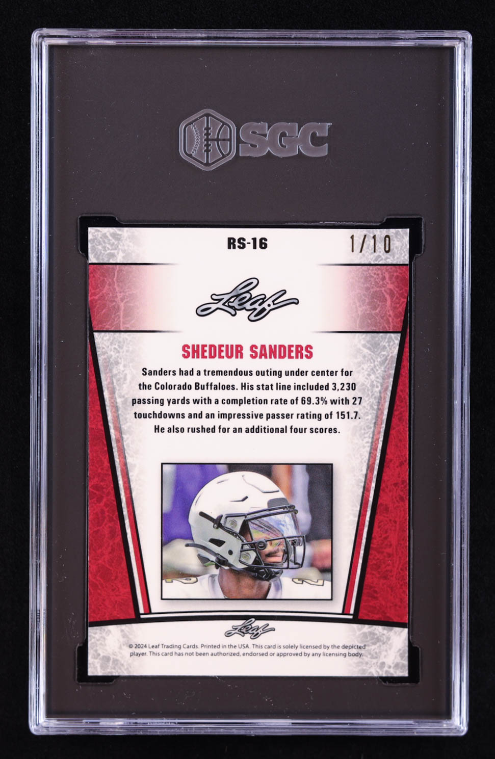 Shedeur Sanders 2024 Leaf Metal Special Release Rookie Silver Crystal Pink #RS16 RC #/10 (SGC 9.5) at PristineAuction.com Shedeur Sanders 2024 Leaf Metal Special Release Rookie Silver Crystal Pink #RS16 RC #/10 (SGC 9.5) at PristineAuction.com