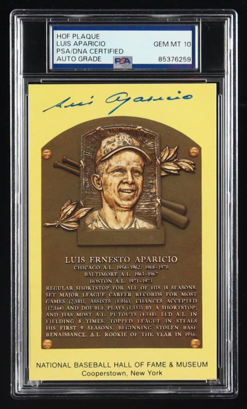 Luis Aparicio Signed Hall of Fame Plaque (PSA 10) at PristineAuction.com Luis Aparicio Signed Hall of Fame Plaque (PSA 10) at PristineAuction.com