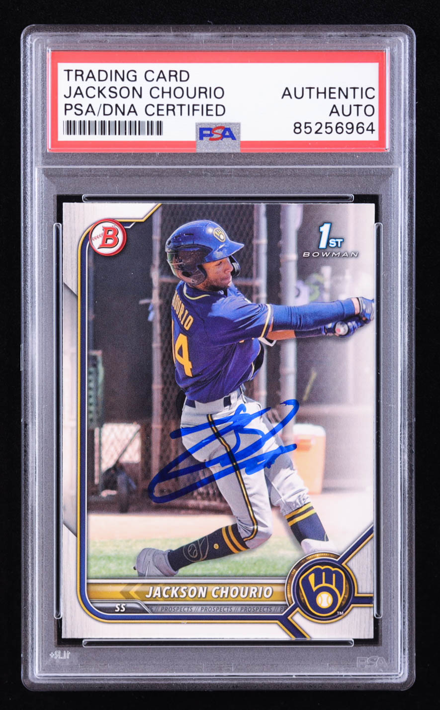 Jackson Chourio Signed 2022 Bowman Prospects #BP79 RC (PSA) at PristineAuction.com Jackson Chourio Signed 2022 Bowman Prospects #BP79 RC (PSA) at PristineAuction.com