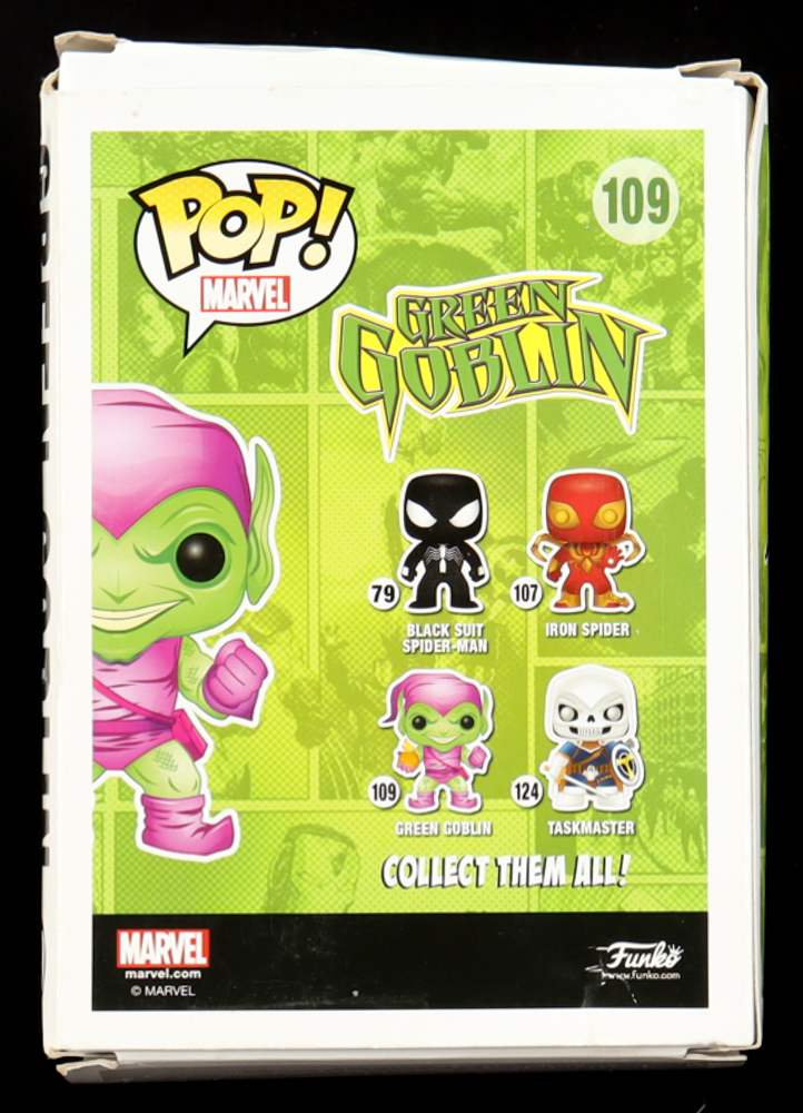 Willem Dafoe Signed "Marvel" #109 Green Goblin Bobble-Head Funko Pop! Vinyl Figure (AutographCOA) at PristineAuction.com Willem Dafoe Signed "Marvel" #109 Green Goblin Bobble-Head Funko Pop! Vinyl Figure (AutographCOA) at PristineAuction.com