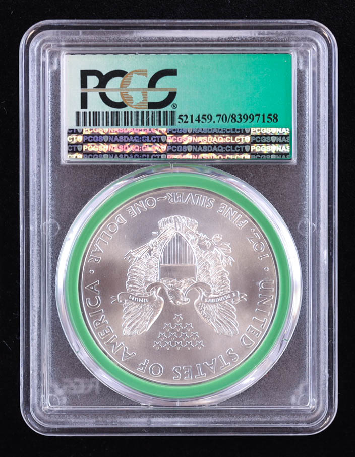 2014 American Silver Eagle, Direct From U.S. Mint Sealed Box (PCGS MS70) at PristineAuction.com 2014 American Silver Eagle, Direct From U.S. Mint Sealed Box (PCGS MS70) at PristineAuction.com