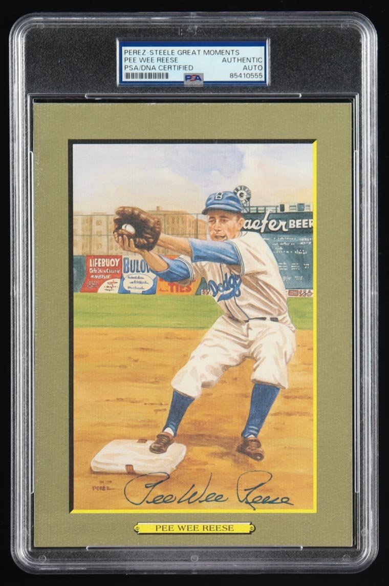 Pee Wee Reese Signed LE 1988 Perez-Steele Great Moments #26 (PSA) at PristineAuction.com Pee Wee Reese Signed LE 1988 Perez-Steele Great Moments #26 (PSA) at PristineAuction.com