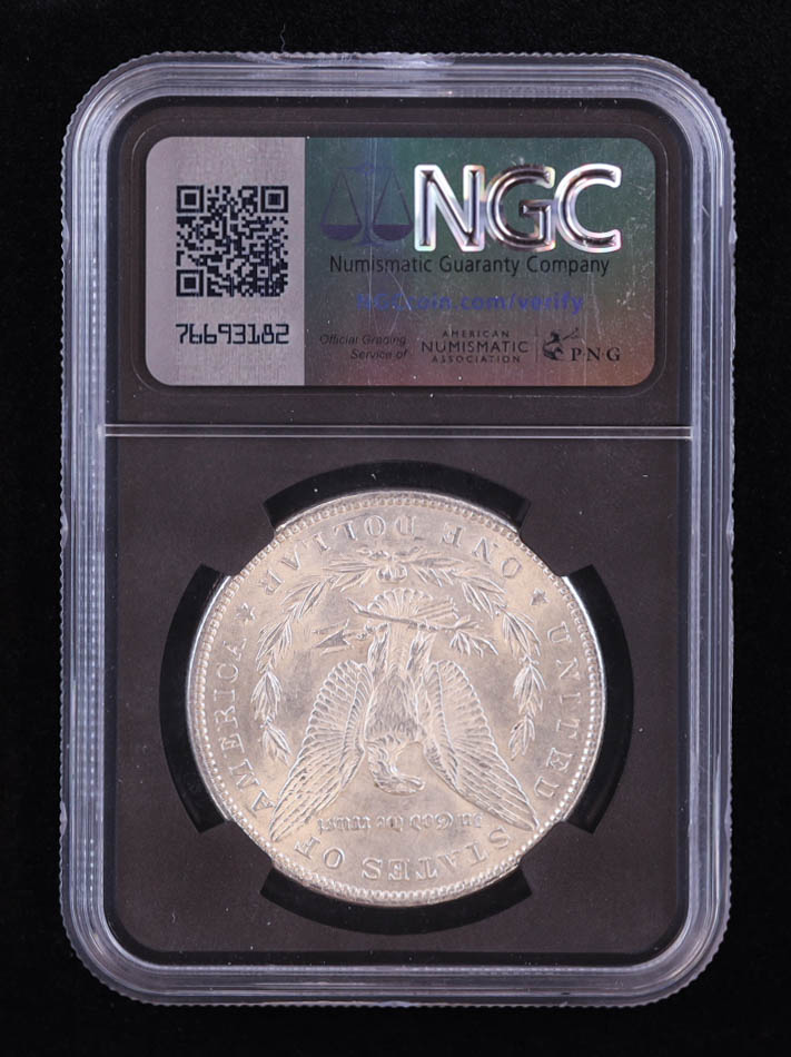 1898 Morgan Silver Dollar - Original Bag Fragment Relic (NGC BRILLIANT UNCIRCULATED) at PristineAuction.com 1898 Morgan Silver Dollar - Original Bag Fragment Relic (NGC BRILLIANT UNCIRCULATED) at PristineAuction.com