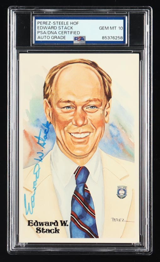 Edward Stack Signed 1980-02 Perez-Steele Hall of Fame Postcards (PSA 10) at PristineAuction.com Edward Stack Signed 1980-02 Perez-Steele Hall of Fame Postcards (PSA 10) at PristineAuction.com