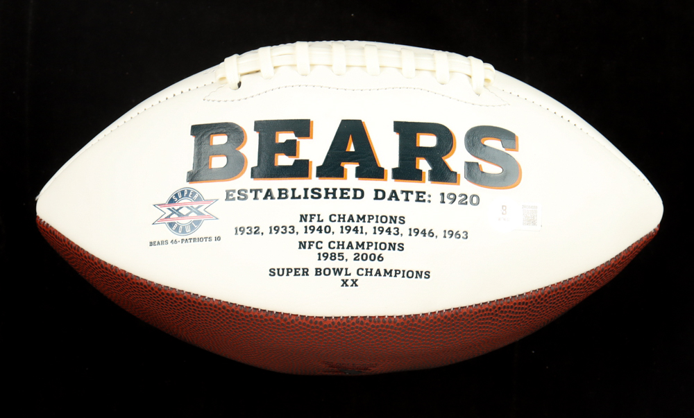 Brian Urlacher & Lance Briggs Signed Bears Logo Football Inscribed "HOF 18" (Beckett) at PristineAuction.com Brian Urlacher & Lance Briggs Signed Bears Logo Football Inscribed "HOF 18" (Beckett) at PristineAuction.com