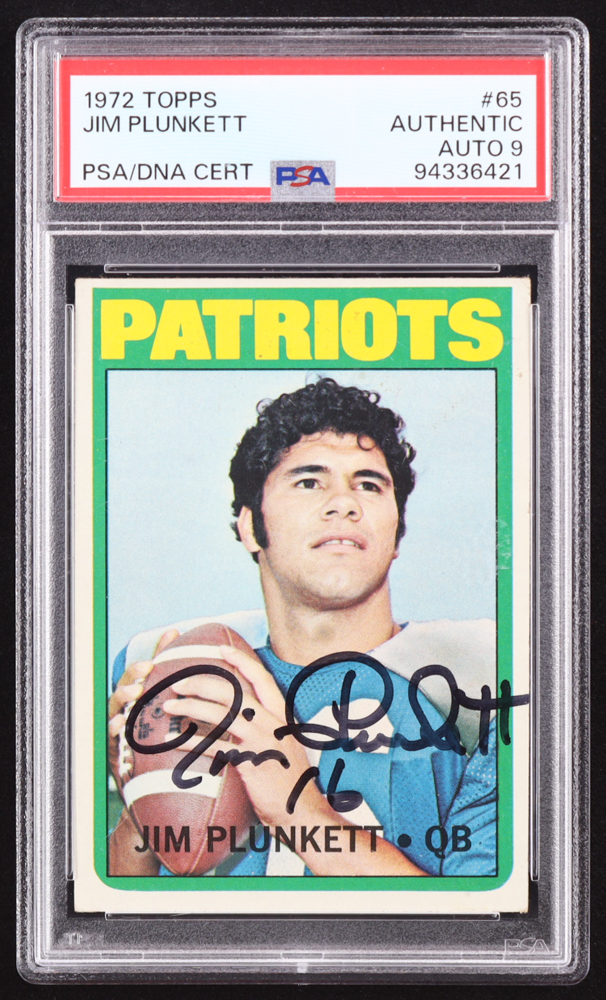 Jim Plunkett Signed 1972 Topps #65 RC (PSA | Autograph Grade 9) at PristineAuction.com Jim Plunkett Signed 1972 Topps #65 RC (PSA | Autograph Grade 9) at PristineAuction.com