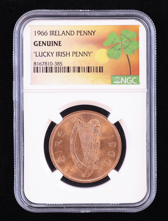 1966 Ireland Penny - "Lucky Irish Penny" (NGC GENUINE) at PristineAuction.com 1966 Ireland Penny - "Lucky Irish Penny" (NGC GENUINE) at PristineAuction.com
