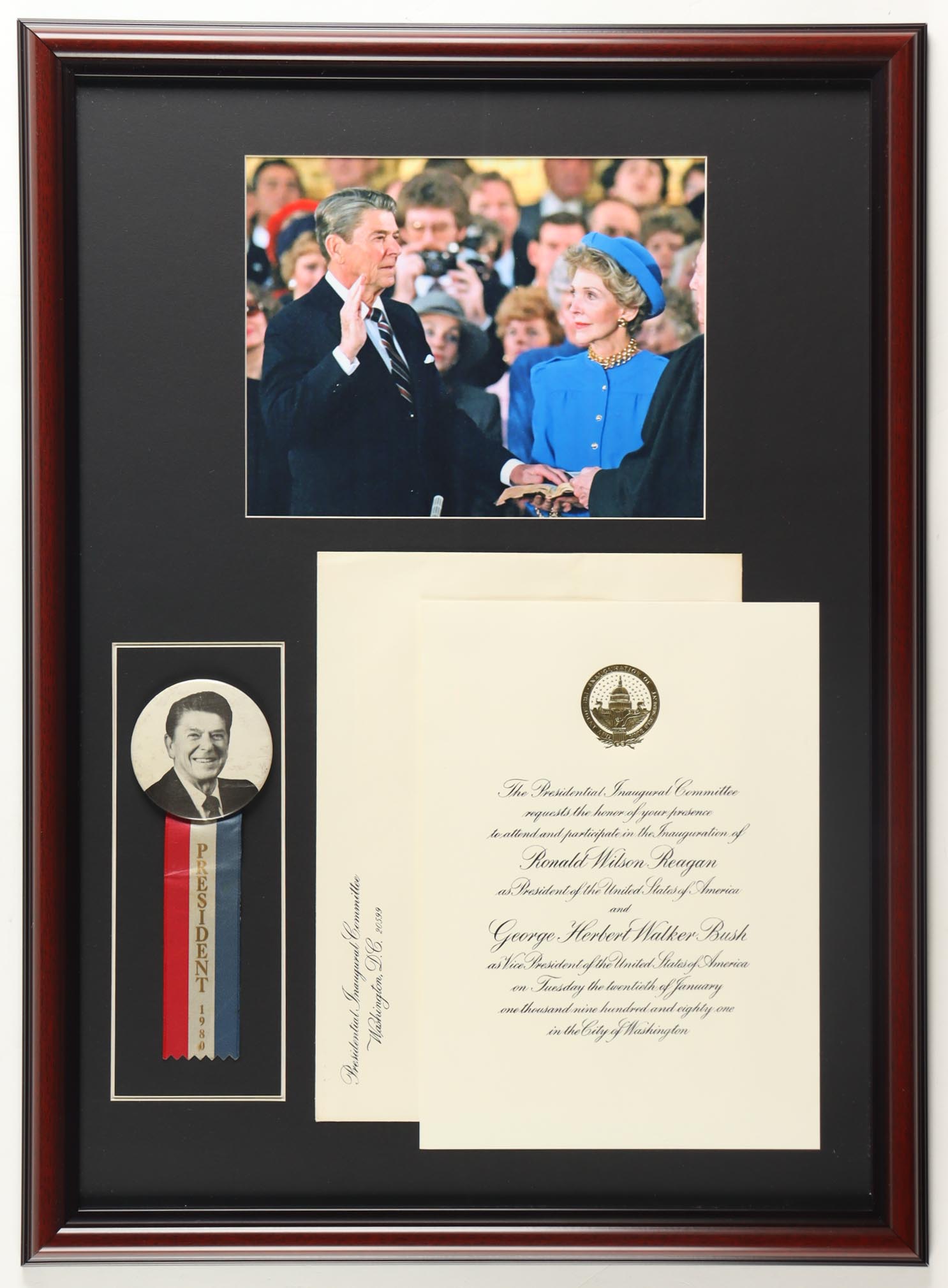 Ronald & Nancy Reagan Custom Framed Photo Display With 1981 ...