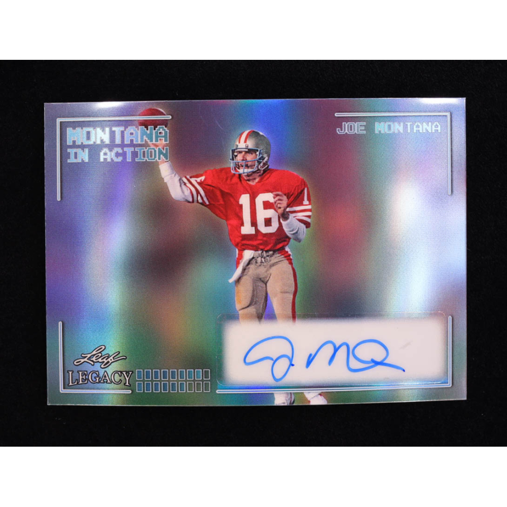 Joe Montana 2024 Leaf Legacy Collection #IA-JM3 Autograph Platinum Blue Prismatic SP Variation #7/25 at PristineAuction.com