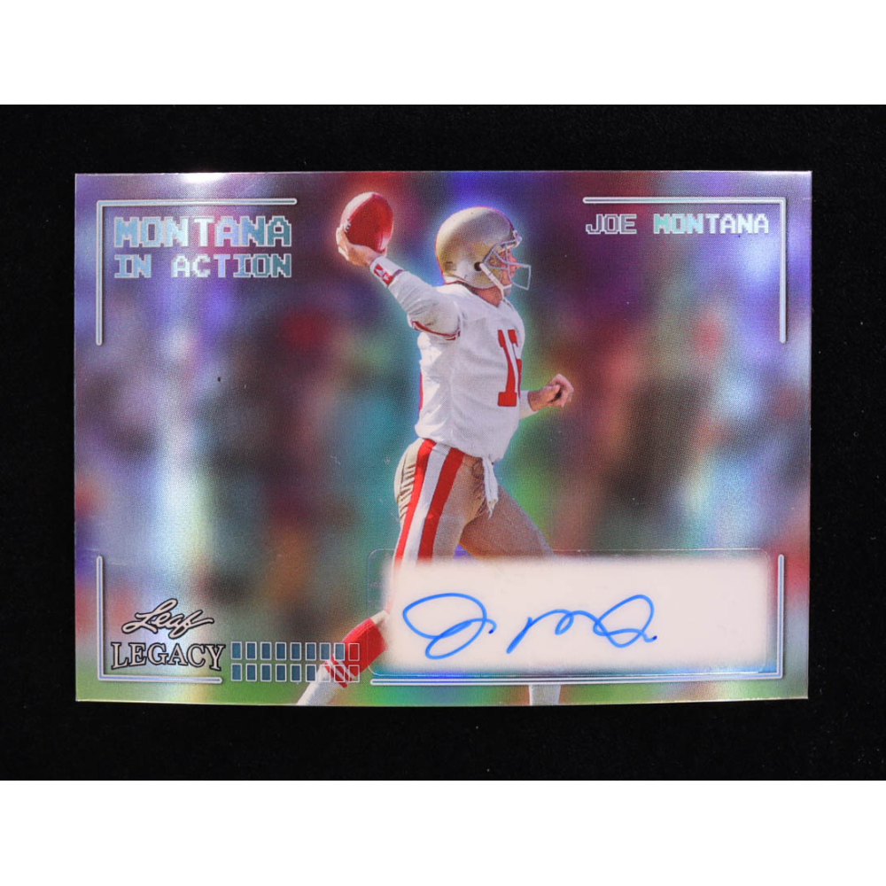 Joe Montana 2024 Leaf Legacy Collection #IA-JM4 Autograph Platinum Blue Prismatic SP Variation #22/25 at PristineAuction.com