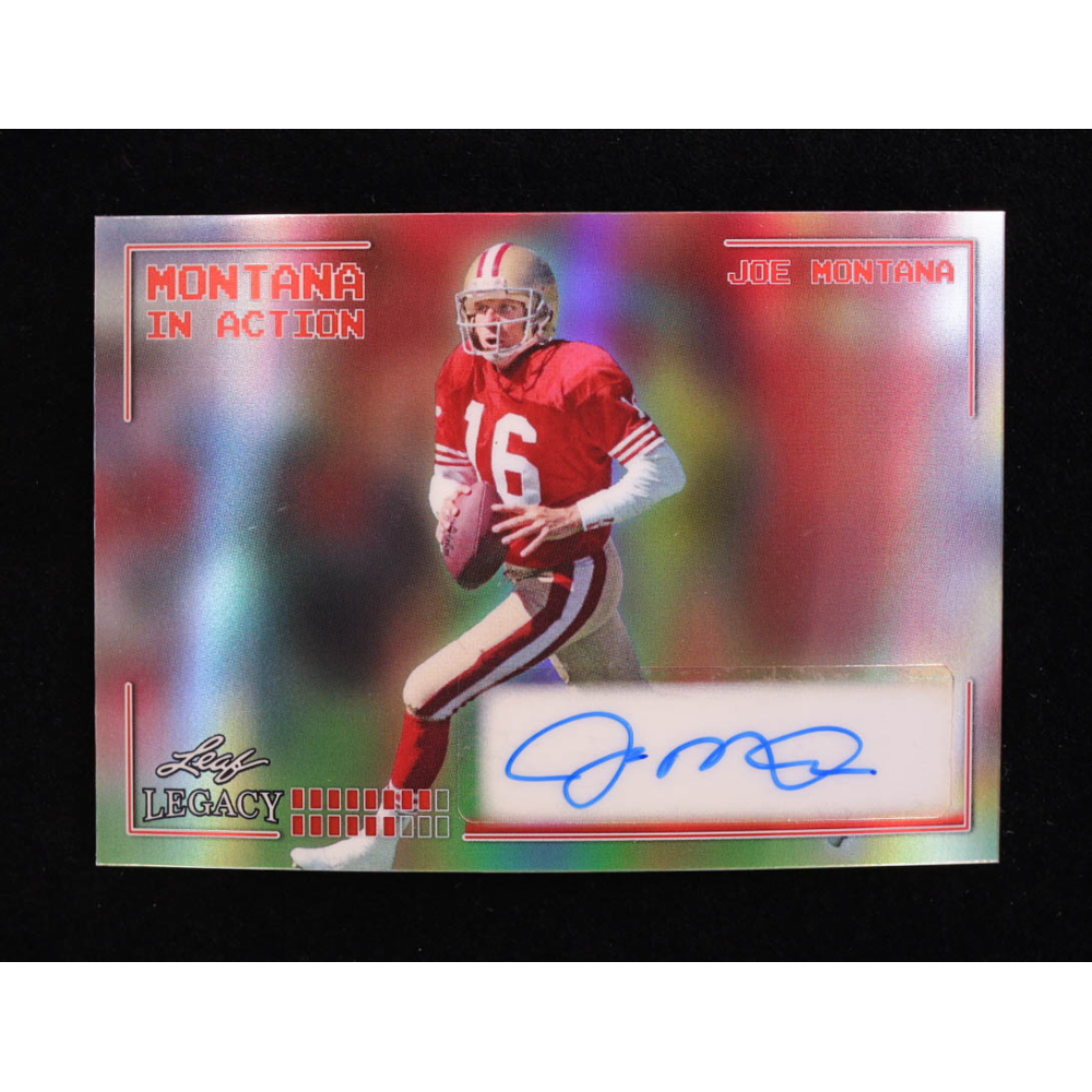 Joe Montana 2024 Leaf Legacy Collection #IA-JM5 Autograph Red Prismatic SP Variation #1/3 at PristineAuction.com