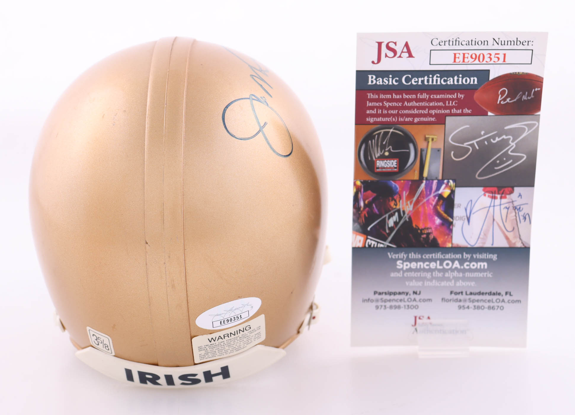 Joe Montana Signed Notre Dame Fighting Irish Mini Helmet (JSA) at PristineAuction.com Joe Montana Signed Notre Dame Fighting Irish Mini Helmet (JSA) at PristineAuction.com