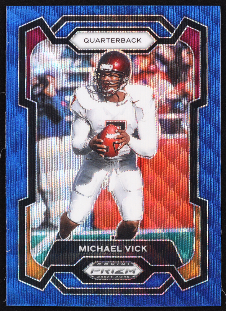 Michael Vick 2024 Panini Prizm Draft Picks Prizms Blue Wave #2 #4/249 at PristineAuction.com Michael Vick 2024 Panini Prizm Draft Picks Prizms Blue Wave #2 #4/249 at PristineAuction.com
