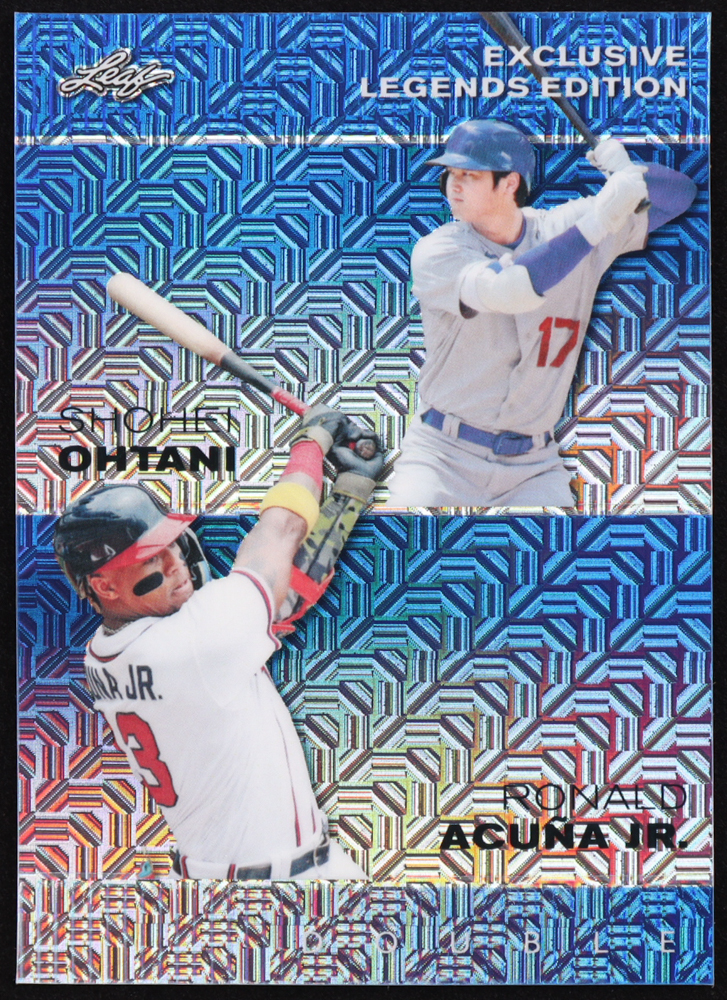 Shohei Ohtani / Ronald Acuna Jr. 2023 Leaf Metal Exclusive Legends Edition Mojo Blue #ELE32 #11/20 at PristineAuction.com Shohei Ohtani / Ronald Acuna Jr. 2023 Leaf Metal Exclusive Legends Edition Mojo Blue #ELE32 #11/20 at PristineAuction.com