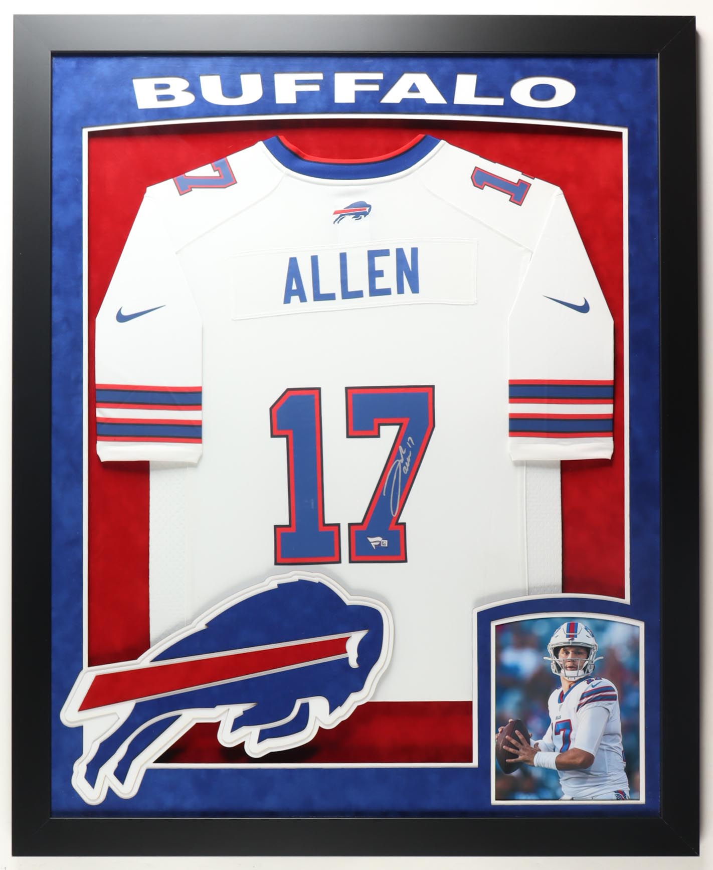 Josh Allen Signed Bills Custom Framed Jersey (Fanatics) at PristineAuction.com Josh Allen Signed Bills Custom Framed Jersey (Fanatics) at PristineAuction.com